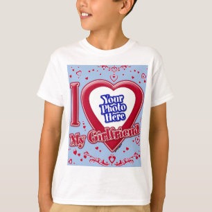 Ik hou van mijn Vriendin Foto Rood hart Baby Blauw T-shirt