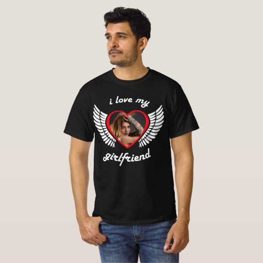 Ik hou van mijn Vriendin foto zwart T-shirt (Voorkant volledig)