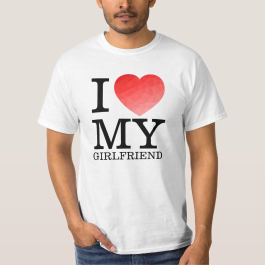 Ik hou van mijn vriendin geometrisch hart Valentij T-shirt (Voorkant)