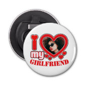 Ik hou van mijn Vriendin gepersonaliseerde foto te Button Flesopener (Voorkant)