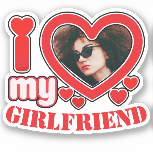 Ik hou van mijn Vriendin gepersonaliseerde foto te Sticker (Voorkant)