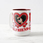 Ik hou van mijn Vriendin gepersonaliseerde foto te Tweekleurige Koffiemok (Voorkant links)