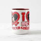 Ik hou van mijn Vriendin gepersonaliseerde foto te Tweekleurige Koffiemok (Center)