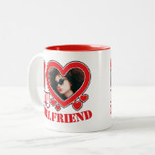 Ik hou van mijn Vriendin gepersonaliseerde foto te Tweekleurige Koffiemok (Voorkant links)