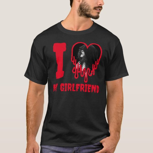 Ik hou van mijn Vriendin gothic druipend rood hart T-shirt (Voorkant)