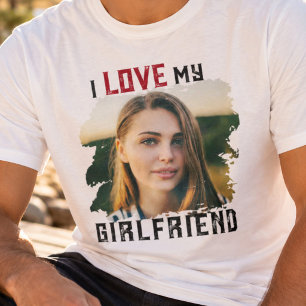 Ik hou van mijn vriendin Grunge aangepaste foto T-shirt