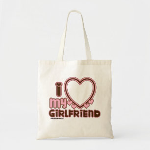 Ik hou van mijn vriendin Hart Bruine Roze Boodscha Tote Bag