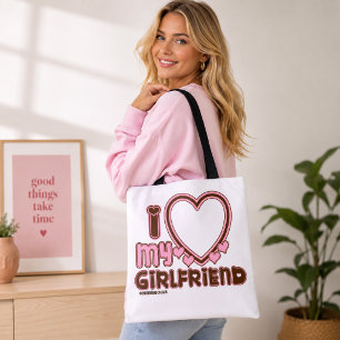 Ik hou van mijn vriendin Hart Bruine Roze Tote Tas