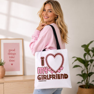 Ik hou van mijn vriendin Hart Bruine Roze Tote Tas
