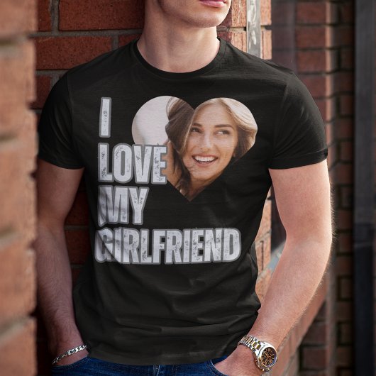 Ik hou van mijn Vriendin hart foto vriendje cadeau T-shirt