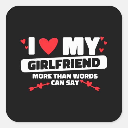 ik hou van mijn vriendin hart vierkante sticker (Voorkant)
