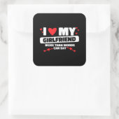 ik hou van mijn vriendin hart vierkante sticker (Tas)