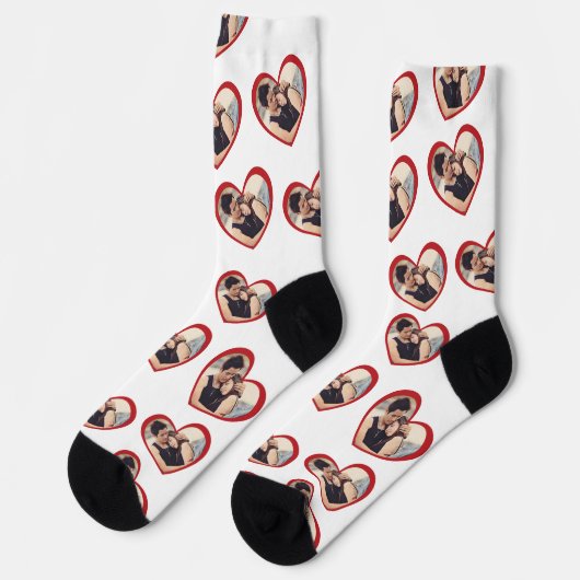 Ik hou van mijn vriendin hartvormig fotowit sokken (Links)