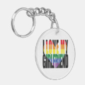 Ik hou van mijn Vriendin Heart Rainbow Aangepaste  Sleutelhanger (Voorkant Links)