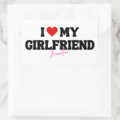 Ik hou van mijn Vriendin Heart Romantic Custom Nam Rechthoekige Sticker (Tas)