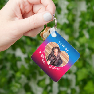 Ik hou van mijn Vriendin Heart Shape Color Foto Sleutelhanger
