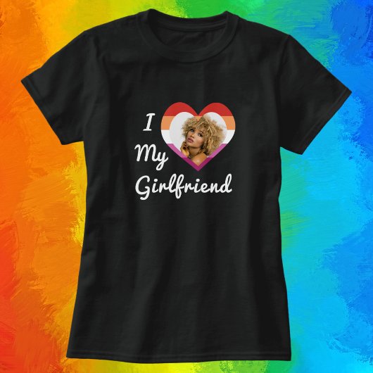 Ik hou van mijn Vriendin Lesbian Pride Custom Foto T-shirt