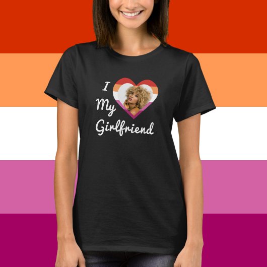 Ik hou van mijn Vriendin Lesbian Pride Custom Foto T-shirt