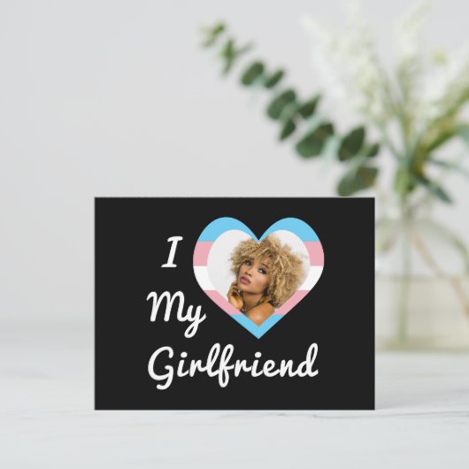 Ik hou van mijn Vriendin LGBT Trans Pride Custom P Briefkaart (Staand voorkant)