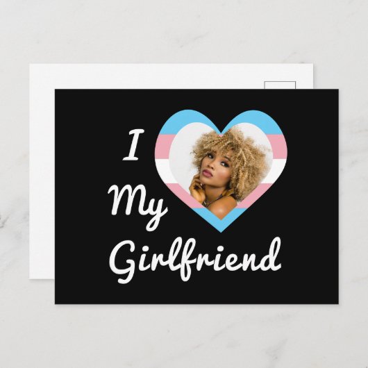 Ik hou van mijn Vriendin LGBT Trans Pride Custom P Briefkaart (Voorkant / Achterkant)