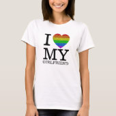 Ik hou van mijn vriendin LGBT vlag hart Valentijns T-shirt (Voorkant)