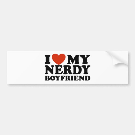 Ik hou van mijn vriendin Nerdy Boyvriend Bumpersticker (Voorkant)