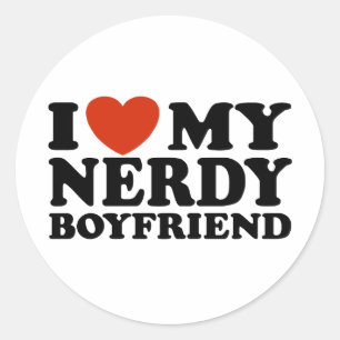 Ik hou van mijn vriendin Nerdy Boyvriend Ronde Sticker