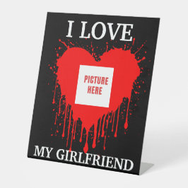IK HOU VAN MIJN VRIENDIN OP VALENTIJN RECLAMEBORD MET VOETSTUK
