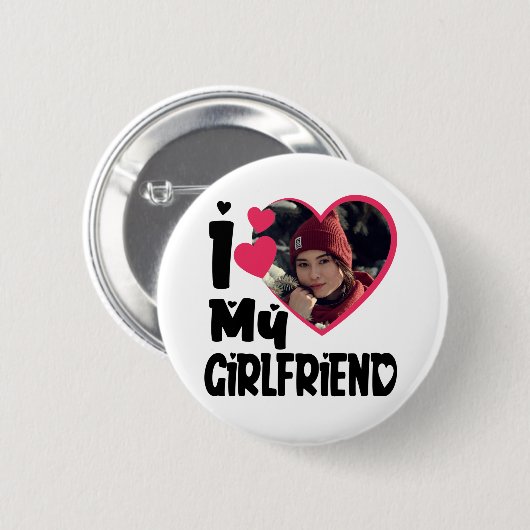 Ik hou van mijn Vriendin persoonlijke foto Ronde Button 5,7 Cm (Voorkant /achterkant)