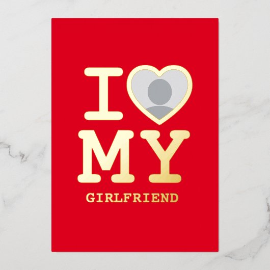 Ik hou van mijn Vriendin Red Gold Photo Folie Feestdagenkaart (Voorkant)