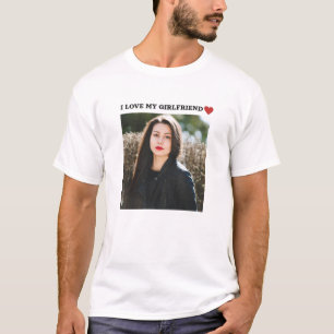 Ik hou van mijn vriendin Rode Hart Aangepaste foto T-shirt