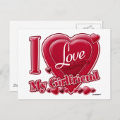 Ik hou van mijn Vriendin rood - hart Briefkaart (Voorkant / Achterkant)