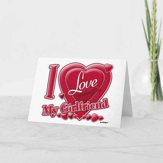 Ik hou van mijn Vriendin rood - hart Feestdagen Kaart (Voorkant)