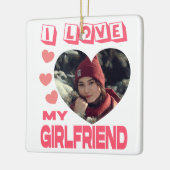 Ik hou van mijn Vriendin roze hartfoto Keramisch Ornament (Links)