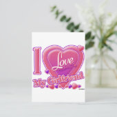 Ik hou van mijn Vriendin roze/paars - hart Briefkaart (Staand voorkant)