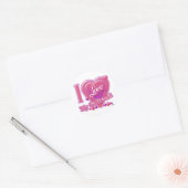 Ik hou van mijn Vriendin roze/paars - hart Ronde Sticker (Envelop)