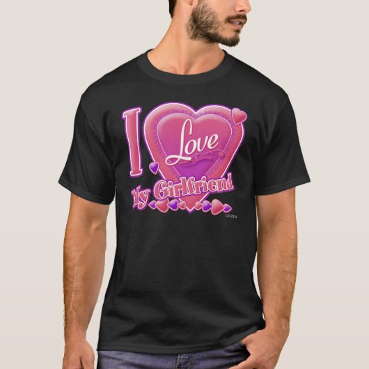Ik hou van mijn Vriendin roze/paars - hart T-shirt (Voorkant)