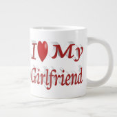 Ik hou van mijn Vriendin schattige rode tekst Grote Koffiekop (Rechts)