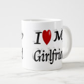 Ik hou van mijn Vriendin schattige zwarte tekst Grote Koffiekop (Voorkant rechts)