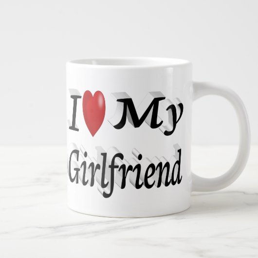 Ik hou van mijn Vriendin schattige zwarte tekst Grote Koffiekop (Rechts)