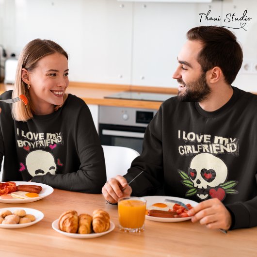 Ik hou van mijn Vriendin schedel hart paar Trui