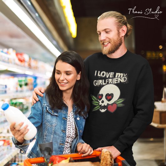 Ik hou van mijn Vriendin  schedel hart paar Trui