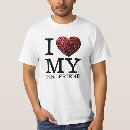 Ik hou van mijn vriendin sprankelt hart Valentijns T-shirt (Voorkant)