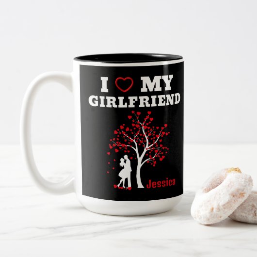 Ik hou van mijn Vriendin Tweekleurige Koffiemok (Met donut)