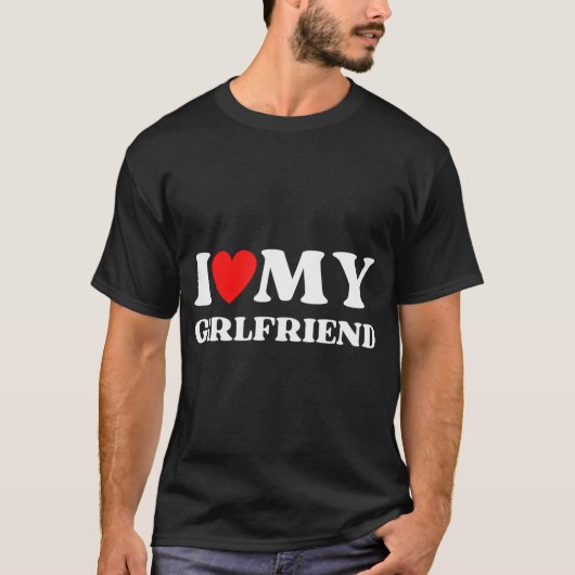 Ik hou van mijn Vriendin Valentijnsdag Heart Girlf T-shirt (Voorkant)