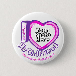 Ik hou van mijn vriendin Valentijnsdag Nieuw Getro Ronde Button 5,7 Cm
