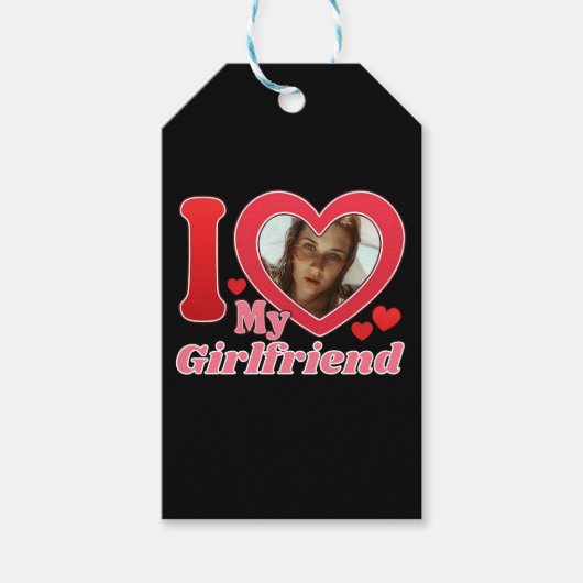 Ik hou van mijn Vriendin vriend vrouw man foto Cadeaulabel (Voorkant)