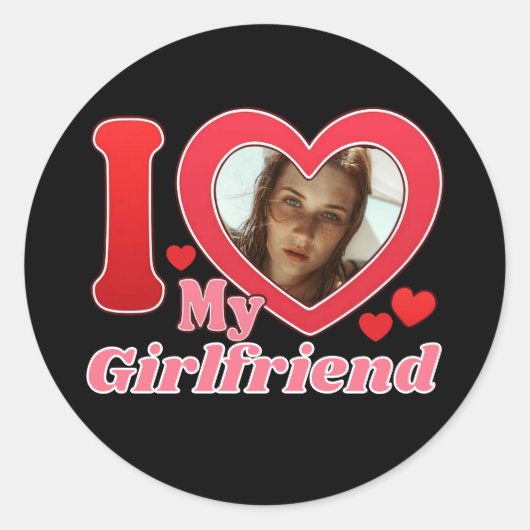 Ik hou van mijn Vriendin vriend vrouw man foto Ronde Sticker (Voorkant)