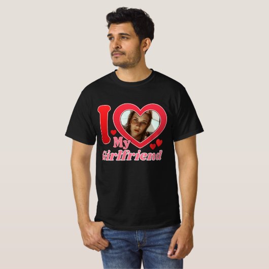 Ik hou van mijn Vriendin vriend vrouw man foto T-shirt (Voorkant volledig)