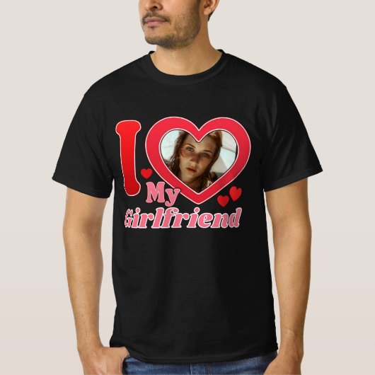 Ik hou van mijn Vriendin vriend vrouw man foto T-shirt (Voorkant)